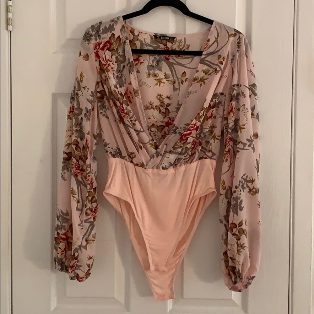 Pink floral bodysuit